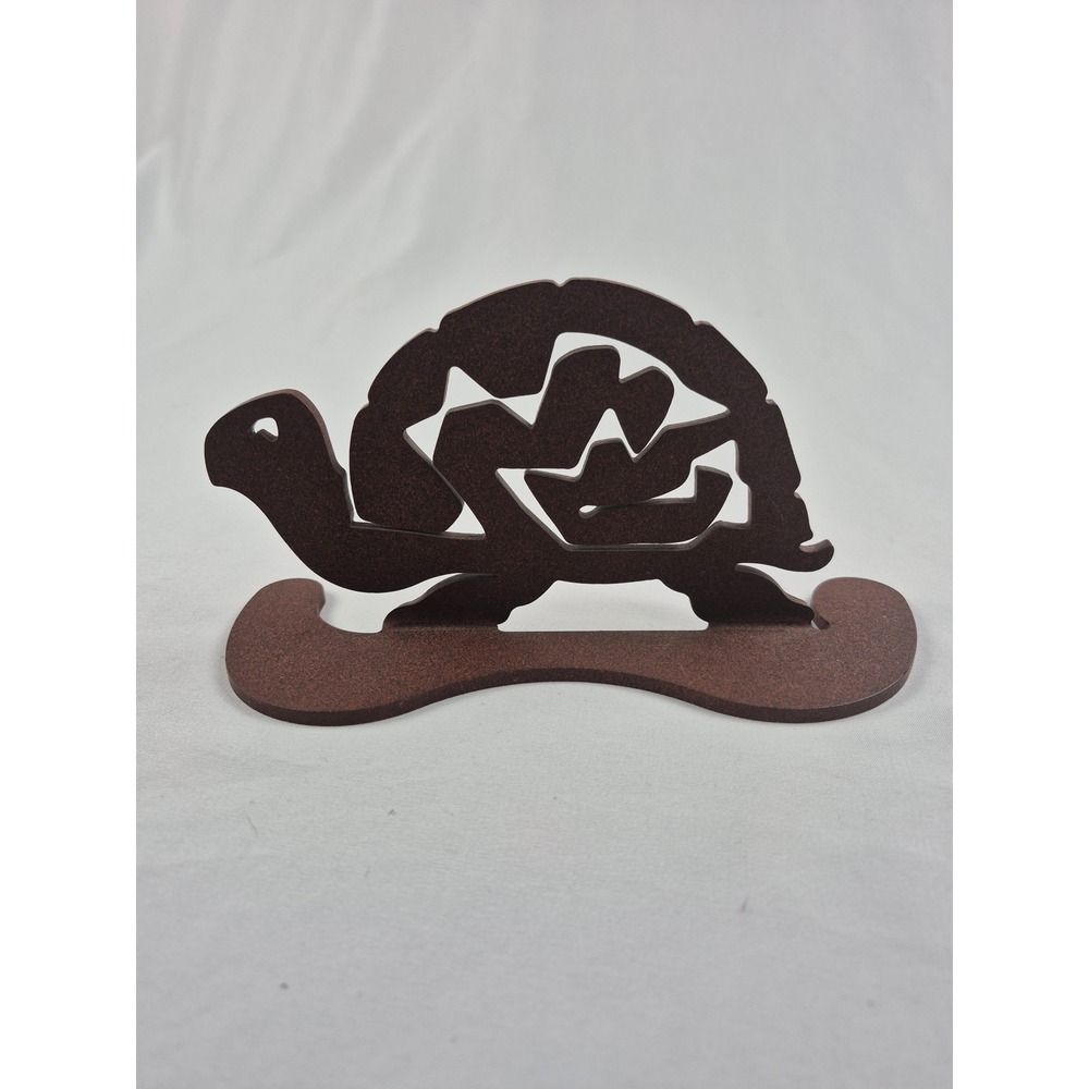 Vintage Colorado Metal Turtle Figurine Rust Textured Cutout Southwestern Decor